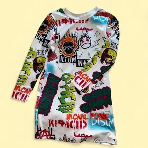 Colorful Graphic Long Sleeve Dress